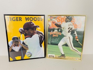 lot 47 image: Tiger Woods  Barry Bonds Framed Pictures