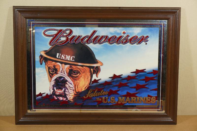 Budweiser Salutes the US Marines Mirror Sign for Sale in Isanti