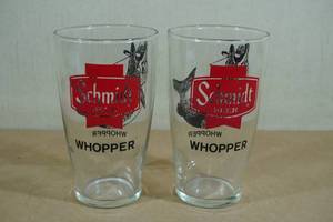 2 Schmidt Beer Pike Whopper Beer Glasses