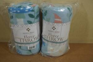 2 Fleece Throw Blankets 50x60