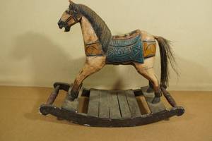 Vintage Painted Wooden Rocking Horse