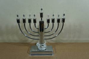 Silvertone Electric Flickering Menorah