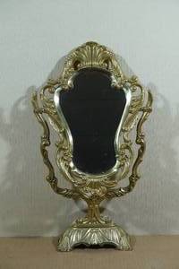 Vintage Heavy Brass Art Deco Dresser Mirror