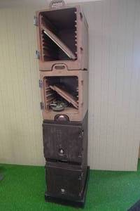 4 Insulated Transport Containers with Rolling Cart
