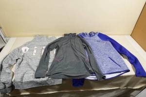3 Womens Sweatshirts  -Under Armor(S), Pink(S), Champion(XS)