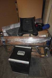 Vintage Heavy Duty Table with Assorted Items - 1969 Camaro Parts, Minibike and Snowmobile Gear