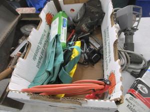 lot 187 image: Toolbox, Light, Stapler, Ice Grips