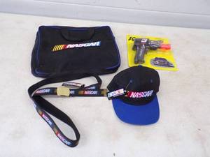 Large Lot Of Nascar, Bag, Belt, Hat, Key Chain, Squirt Gun
