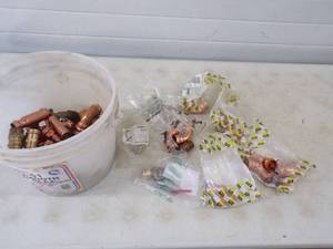 Bucket of New Copper Fittings And Valves, Mostly 1 Inch