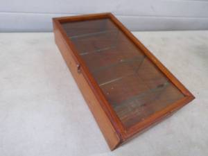 Wood Display Cabinet With Glass Door And Glass Shelves