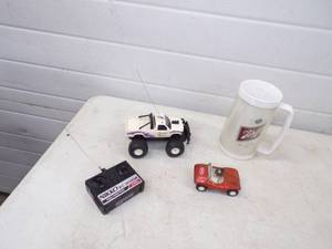 Beer Stein, Tonka Car and Remote Control Truck