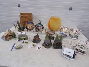 John Deere Christmas Village with more Dcor and Terry Redlin Plates