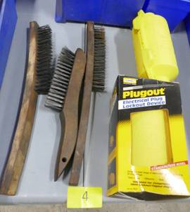 3 wire brushes and electrical plug lockouts