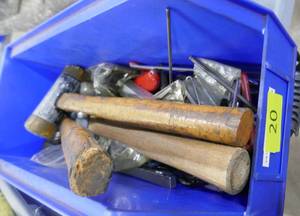 Bin of hammers and hex wrenches