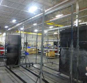 FIVE paint hanger drying racks, 11 ft long x 8 ft tall