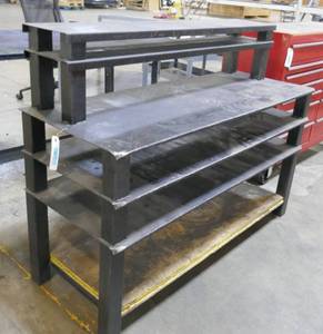 heavy metal work bench - 57w x 22d, top shelves are 10 d, overall 44 tall