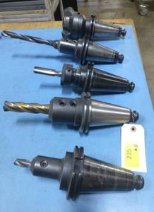 Five CAT50 tool holders, chuck collets