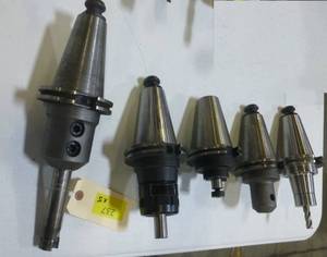 Five CAT50 tool holders, chuck collets