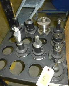 NINE CAT50 tool holders, chuck collets, tooling