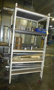 Warehouse material cart with contents