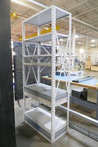 steel shelf with extra shelves and posts