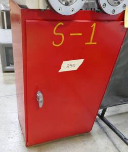Small red safety cabinet