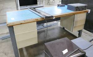 Shop work table and light fixture