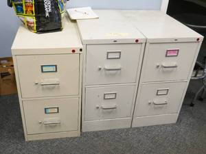 Lot of Three - 2 drawer file cabinets