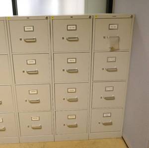 THREE 4 drawer HON file cabinets