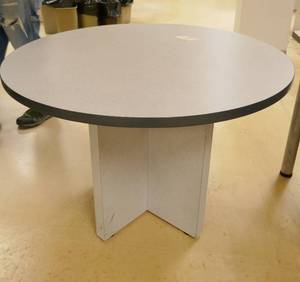 2 tables, 42 inch round and trapezoid 24x56