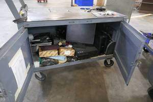 rolling work table  cabinet with electrical
