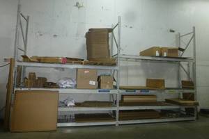 2 sections of pallet racking, 36 in wide x 12 ft tall, 4 Shelves per section WITH wire decking