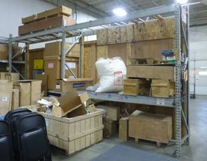 2 sections of pallet racking, 32 in wide x 10 ft tall, 2 Shelves per section WITH wire decking