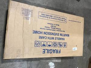 lot 42 image: Martin Svensson Home Rustic Corner Antique White Metal Corner TV Stand Fits TVs Up to 55 in. with Cable Management  Customer Returns See Pictures