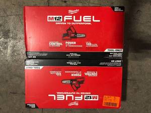 lot 2 image: Lot of 2 Milwaukee M12 FUEL 6 in. 12-Volt Lithium-Ion Brushless Electric Corldess Battery Pruning Saw HATCHET (Tool-Only)  Customer Returns See Pictures