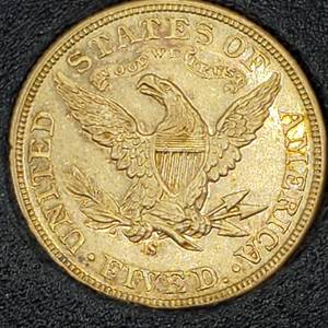lot 13 image: 1899-S Liberty Head $5 Gold Coin, Higher Grade in Capsule