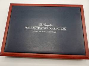 lot 19 image: 2008 Silver American Eagle & 10 US Presidents Dollars in Wooden Display Case