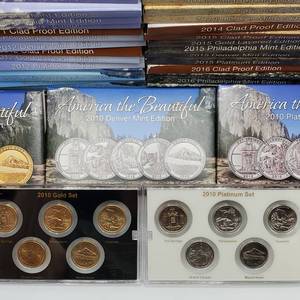 lot 59 image: (35) 5-Coin Sets of Special State Quarters, 2010-2016, includes Gold &amp Platinum Layered -- 175 Quarters -- Great Gifts