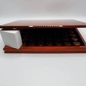 lot 73 image: Complete Set of State Quarters, Gold Enhanced, in Wood Display Case -- 56 Quarters in all