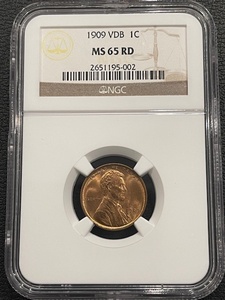 lot 11 image: 1909 VDB Lincoln Cent NGC MS65 Red