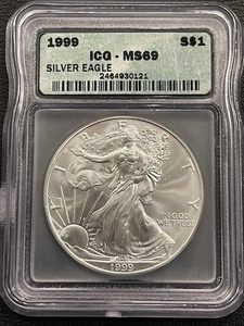 lot 24 image: 1999 Silver Eagle ICG MS69