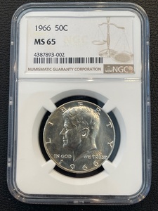 lot 31 image: 1966 Kennedy Half Dollar NGC MS65