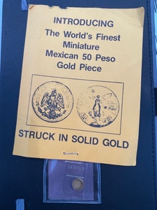 lot 41 image: Miniature Mexican 50 Peso Gold Piece