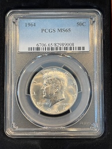 lot 52 image: 1964 Kennedy Half Dollar PCGS MS65 and Replica 1961 Inaugural Address Document