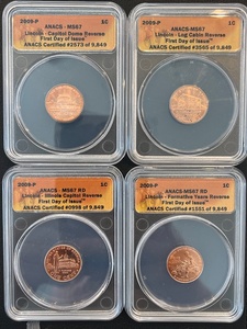 lot 57 image: 2009-P Lincoln Cents ANACS MS67 Set