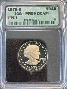 lot 69 image: 1979-S Susan B Anthony Dollar Proof ICG PR69 Deep Cameo