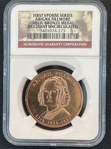 lot 72 image: 2010 First Spouse Series Bronze Medal NGC Brilliant Uncirculated