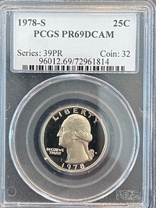 lot 74 image: 1978-S Washington Quarter Proof PCGS PR69 Deep Cameo