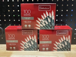 lot 31 image: Clear Mini Christmas Light String 3 Boxes of 100