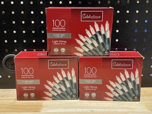 lot 33 image: Clear Mini Christmas Light String 3 Boxes of 100